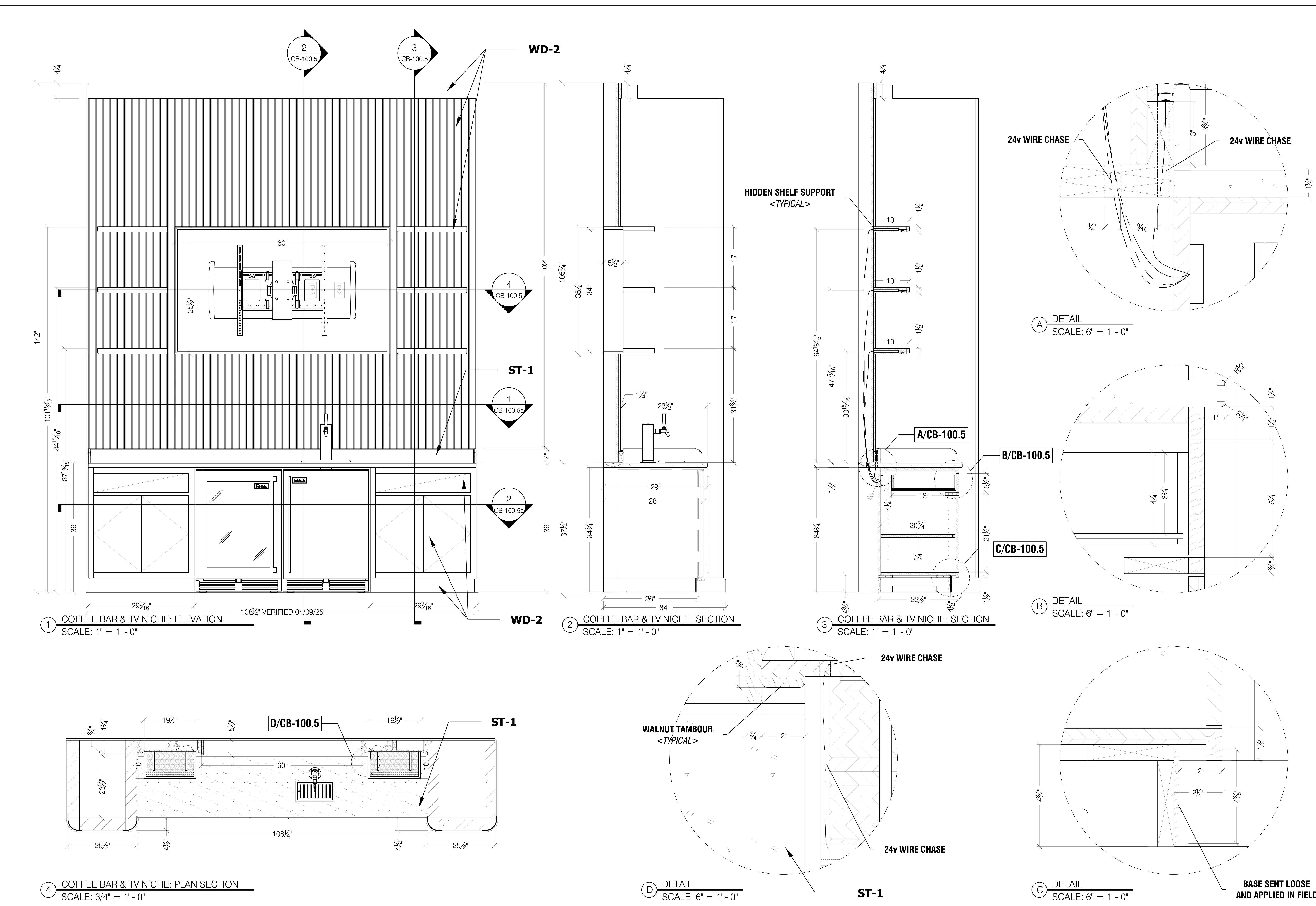 Architectural millwork elevation and section