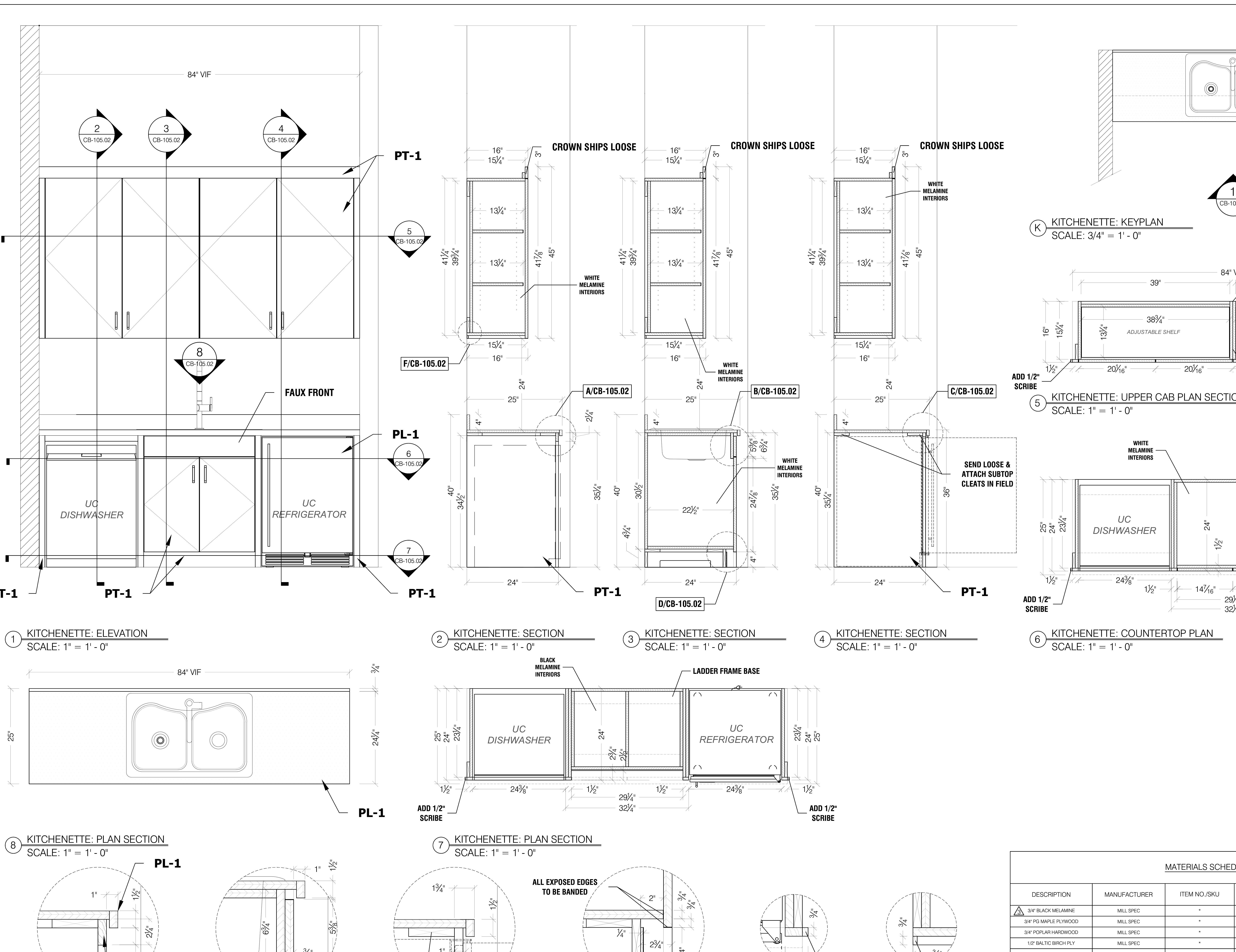 Built-in casework technical drawing